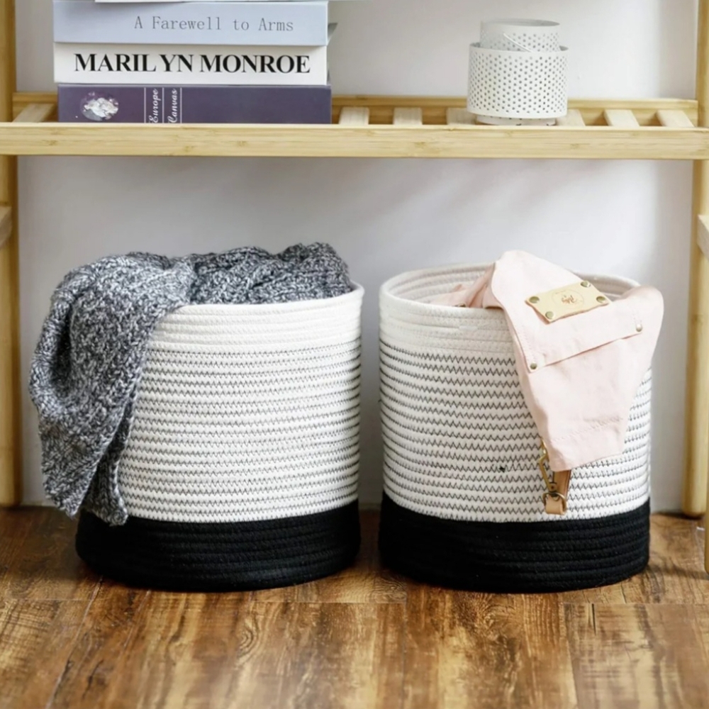 2 Woven Cotton RopePlant Basket